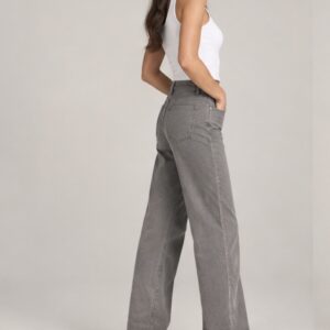 Jeans donna vita alta gamba larga colore grigio - Nilo Clothing